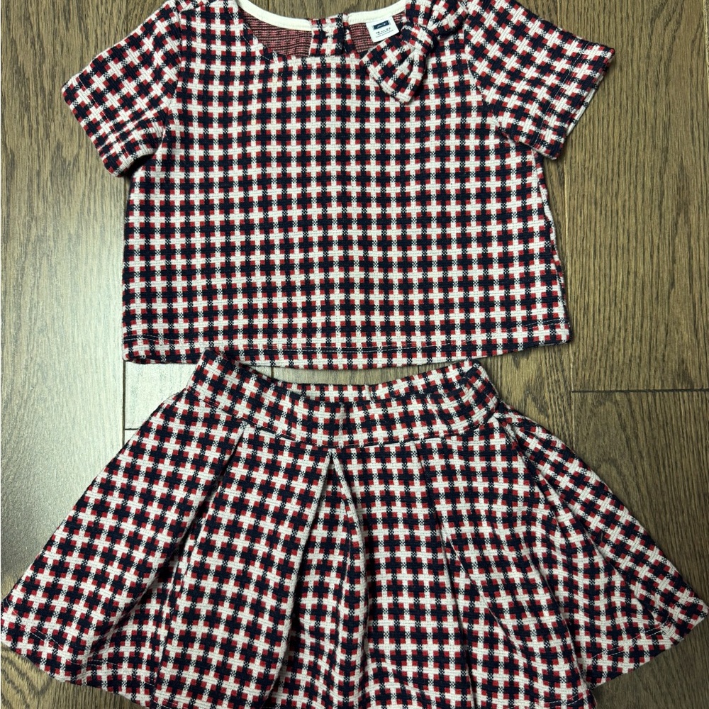 Janie and Jack Plaid Skirt Set in Red and White